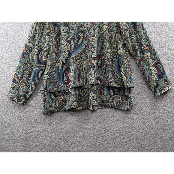 J. Jill Carmine Paisley Long Sleeve Women's Blouse size Large - Picture 3 of 11